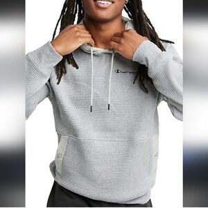 LIKE NEW Champion Textured Brushed Waffle Hoodie Front Button Pockets Men's L